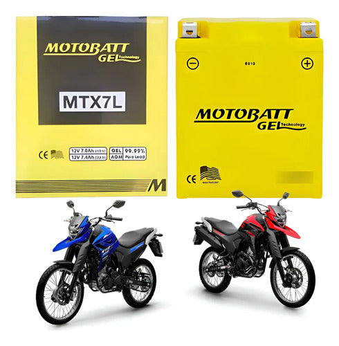 Bateria Motobatt MTX7L Gel 12V 7Ah Yamaha Lander Fazer 250 Honda Cbx 250 Twister Tornado 250 Cb 300r