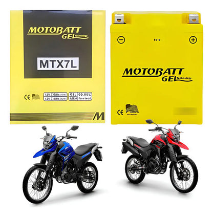 Bateria Motobatt MTX7L Gel 12V 7Ah Yamaha Lander Fazer 250 Honda Cbx 250 Twister Tornado 250 Cb 300r