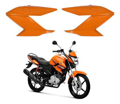 Par de Guias de Ar Abas do Tanque Paramotos Yamaha Fazer 150 2014 a 2015 Laranja Metálico