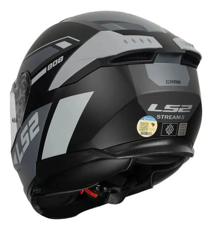 Capacete LS2 FF808 Stream II Gran com Óculos Solar Interno Preto Cinza Fosco