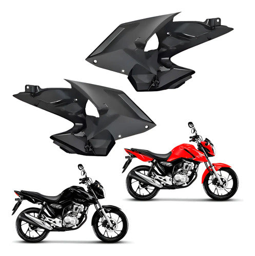 Par de Acabamentos Internos da Aba do Tanque Paramotos Honda Cg 160 Fan 2022 a 2024 Preto