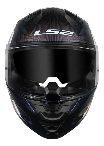 Capacete LS2 FF811 Vector II Freedom com Óculos Solar Interno Preto Laranja Fosco