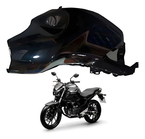 Carenagem Capa do Tanque Esquerda Yamaha Fazer Fz15 150 Fz25 250 2023 a 2025 Preto Brilhante