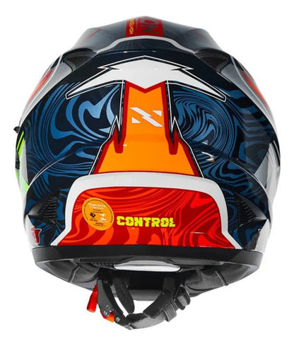 Capacete Norisk FF302 Soul II Control com Óculos Solar Interno Azul Laranja Brilhante Tamanho 58/M