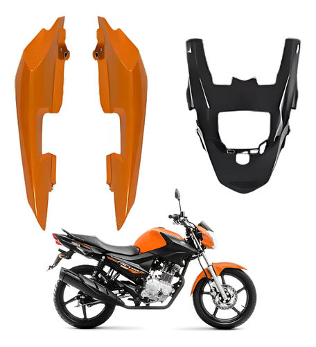 Rabeta Lateral Completa Paramotos Yamaha Factor 150 2016 a 2017 Laranja Metálico