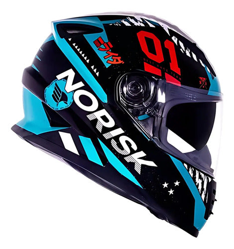 Capacete Norisk FF302 Soul Tokyo com Óculos Solar Interno Preto Verde Brilhante