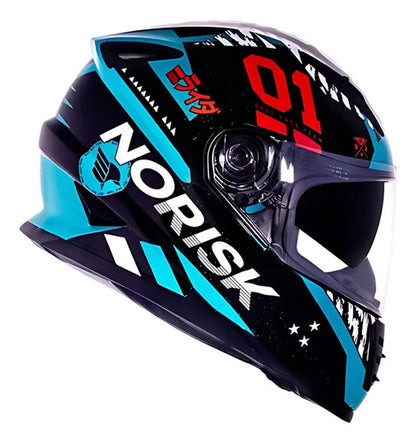 Capacete Norisk FF302 Soul Tokyo com Óculos Solar Interno Preto Verde Brilhante