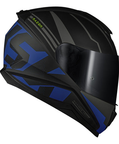 Capacete Norisk Razor Full Preto Azul Fosco