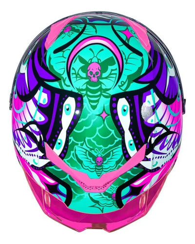 Capacete Norisk Rock Butterfly com Óculos Solar Interno Rosa Brilhante