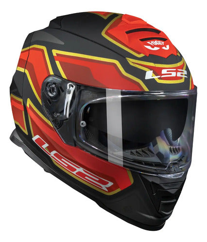 Capacete LS2 FF800 Storm Foggy com Óculos Solar Interno Preto Vermelho Fosco