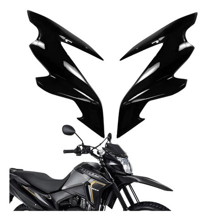 Par de Carenagens Laterais do Farol Paramotos Honda Bros 160 2022 a 2024 Preto Brilhante