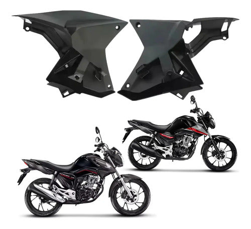Par de Acabamentos Internos da Aba do Tanque Paramotos Honda Cg 160 Titan 2016 a 2021 Preto