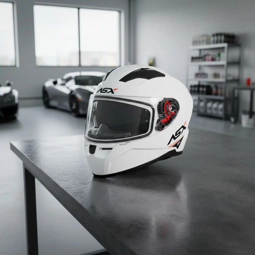 Capacete ASX City SV Solid com Óculos Solar Interno Branco Brilhante Tamanho 54/XS