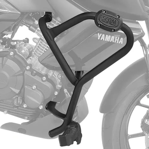 Protetor de Motor com Pedaleira Scam Yamaha Fazer Fz15 150 2025 em diante Preto Fosco