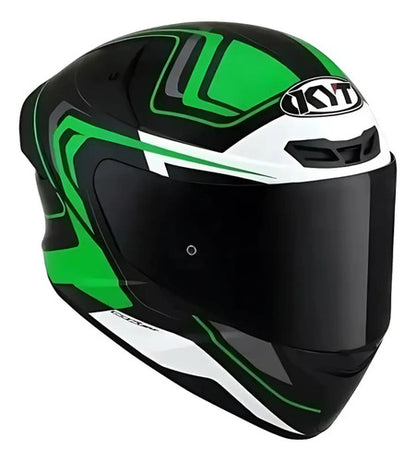 Capacete KYT TT-Course Overtech Preto Verde Brilhante Tamanho 62/XL