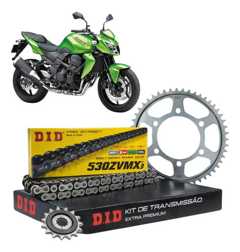 Kit Relação DID Premium com Retentor Kawasaki Z750 2010 a 2012 520VX3 112L 43/15T