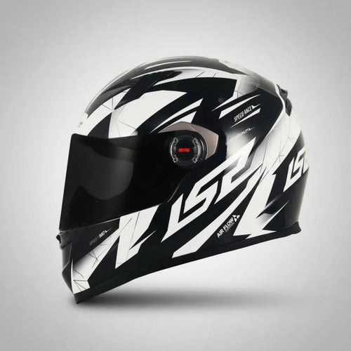 Capacete LS2 FF358 Draze Preto Branco Brilhante Tamanho 56/S