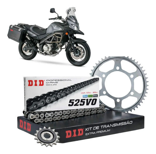 Kit Relação DID Premium com Retentor Suzuki V-Strom 650 2014 a 2019 525VO 118L 47/15T