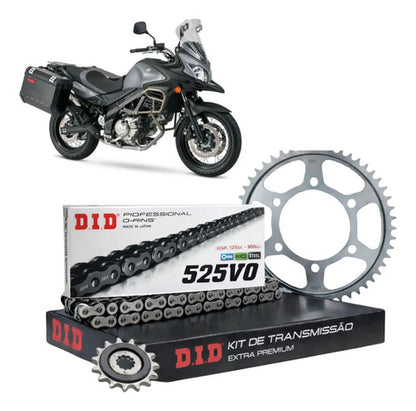 Kit Relação DID Premium com Retentor Suzuki V-Strom 650 2014 a 2019 525VO 118L 47/15T
