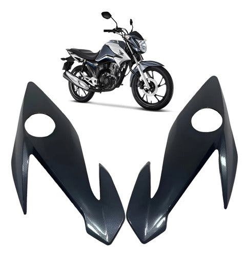 Bananinha Par de Carenagens Laterais do Farol Paramotos Honda Cg 160 Titan 2022 a 2024 Cinza