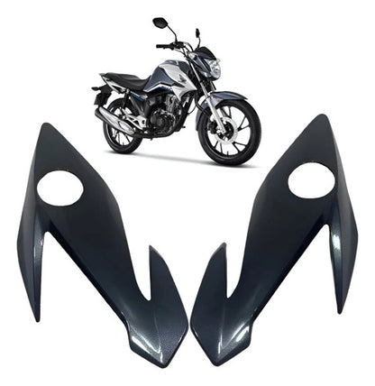 Bananinha Par de Carenagens Laterais do Farol Paramotos Honda Cg 160 Titan 2022 a 2024 Cinza