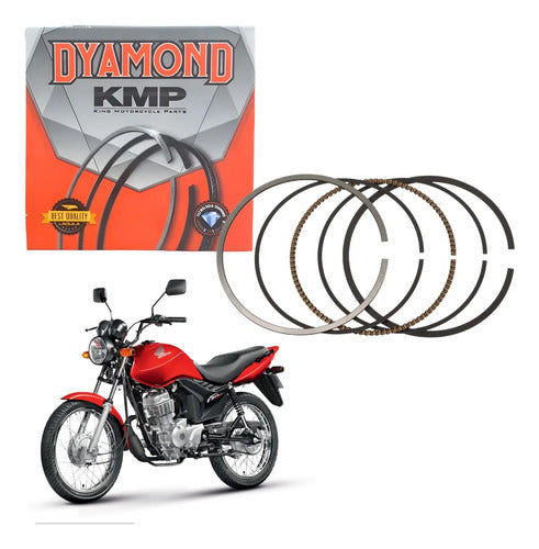 Jogo de Anéis do Pistão KMP Dyamond Honda Cg 125 Titan Fan 2009 a 2018 Biz 125 2005 a 2025 0,25