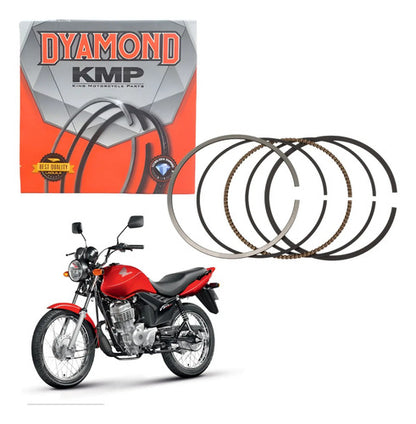 Jogo de Anéis do Pistão KMP Dyamond Honda Cg 125 Titan Fan 2009 a 2018 Biz 125 2005 a 2025 0,25