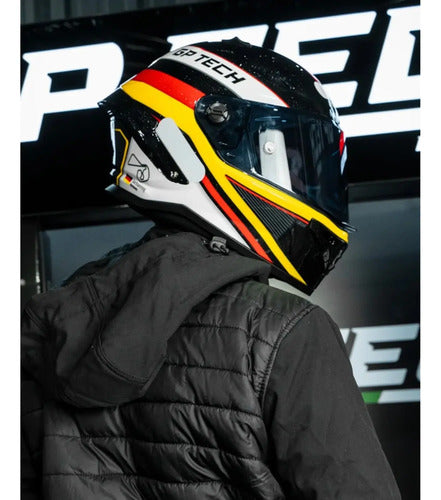 Capacete GP Tech Pilot Grand Prix Alemanha Preto Vermelho Brilhante