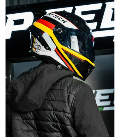 Capacete GP Tech Pilot Grand Prix Alemanha Preto Vermelho Brilhante