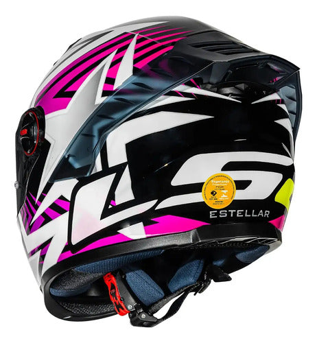 Capacete LS2 FF358 Pro Estellar com Spoiler Preto Roxo Rosa