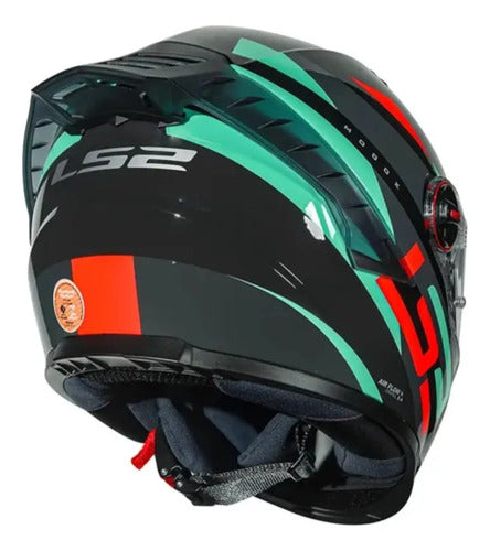 Capacete LS2 FF358 Pro Modok com Spoiler Preto Verde Laranja Brilhante