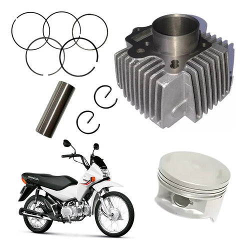 Kit Cilindro Pistão e Anéis Smartfox Honda Pop 100 2009 em diante