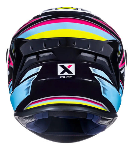 Capacete ASX Draken Pilot Preto Colorido Brilhante