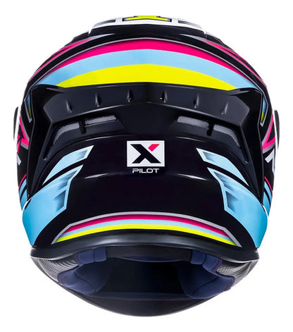 Capacete ASX Draken Pilot Preto Colorido Brilhante