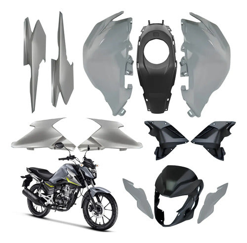 Kit Carenagem Completo Paramotos Honda Cg 160 Titan 2025 em diante Cinza Perolizado