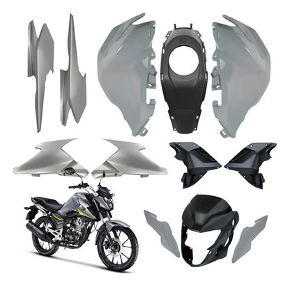 Kit Carenagem Completo Paramotos Honda Cg 160 Titan 2025 em diante Cinza Perolizado