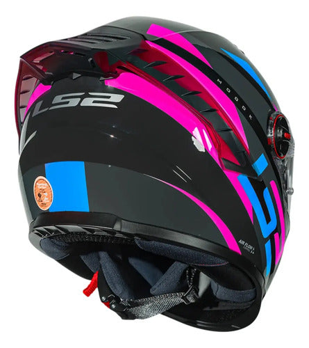 Capacete LS2 FF358 Pro Modok com Spoiler Preto Rosa Brilhante