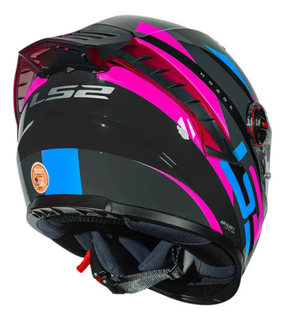 Capacete LS2 FF358 Pro Modok com Spoiler Preto Rosa Brilhante