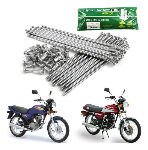 Jogo de Raios Traseiro Smartfox Honda Cg 125 Titan Today 1976 a 1999 4 mm Cromado