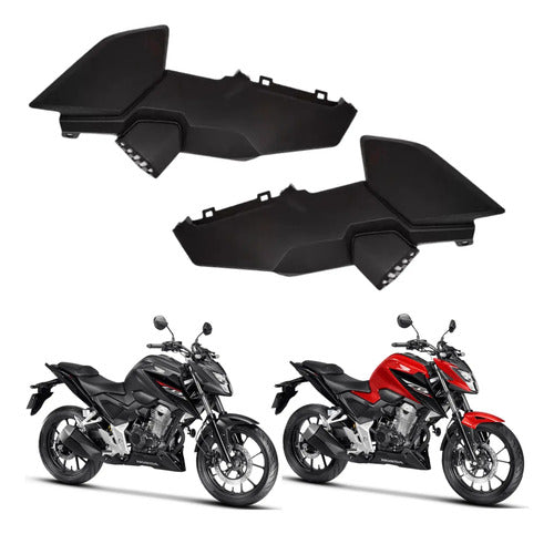 Par de Tampas Laterais Dianteiras Paramotos Honda Cb 300f Twister 2023 a 2025 Preto