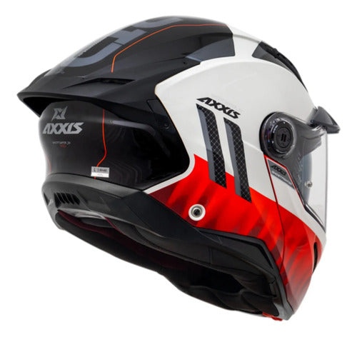 Capacete Escamoteável Axxis Ghostfighter SV Grid Branco Vermelho Brilhante Tamanho 60