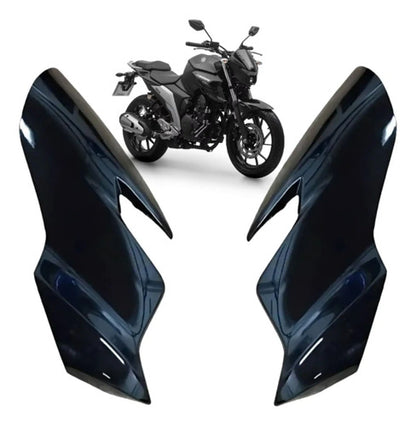 Par de Carenagens Laterais do Farol Paramotos Yamaha Fazer Fz25 250 2022 a 2024 Preto Metálico