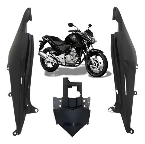 Kit Rabeta Lateral Completa Paramotos Honda Cb 300r 2013 em diante Preto Brilhante