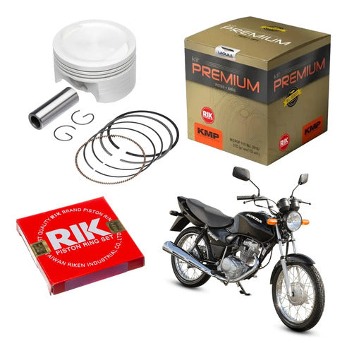 Kit Pistão com Anéis KMP Honda Cg 125 Titan Fan 2002 a 2008 Bros 125 2003 a 2005 1,00 mm