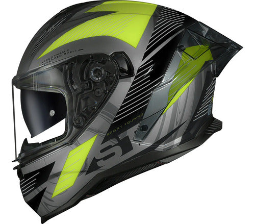 Capacete Norisk Strada II ST com Óculos Solar Interno Titânio Preto Amarelo Fosco