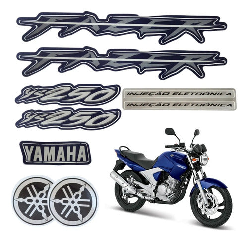 Kit Adesivos JS Yamaha Fazer 250 2008 Azul