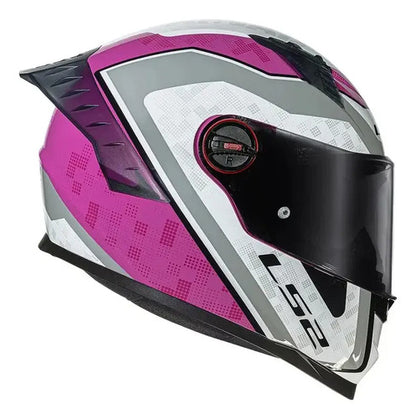 Capacete LS2 FF358 Pro Striker com Spoiler Rosa Cinza Brilhante