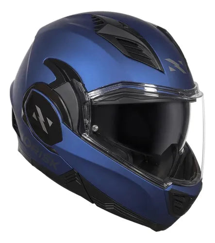 Capacete Escamoteável Norisk Avenger Solid com Óculos Solar Interno Azul Fosco Tamanho 56/S