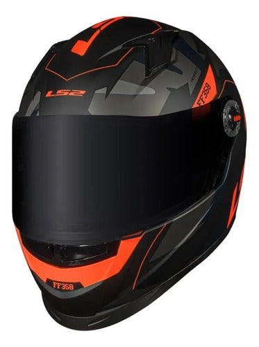 Capacete LS2 FF358 Tank Preto Laranja Fosco Tamanho 62/XL