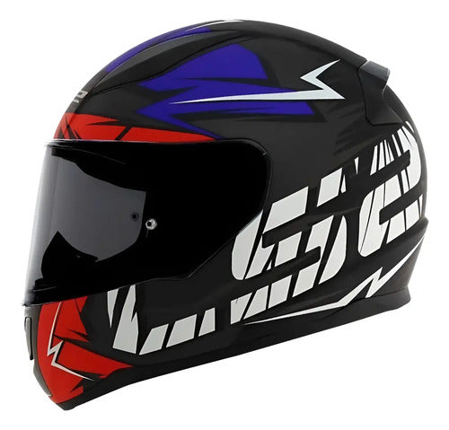 Capacete LS2 FF353 Rapid Cromo Preto Vermelho Azul Fosco Tamanho 62/XL